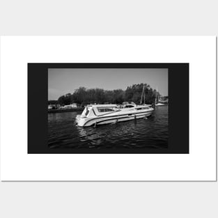 Hire boat cruising the River Bure in the village of Horning Posters and Art